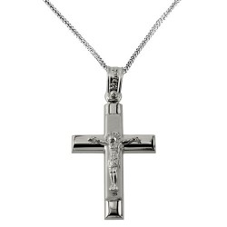 Λευκόχρυσος σταυρός Κ14 με αλυσίδα